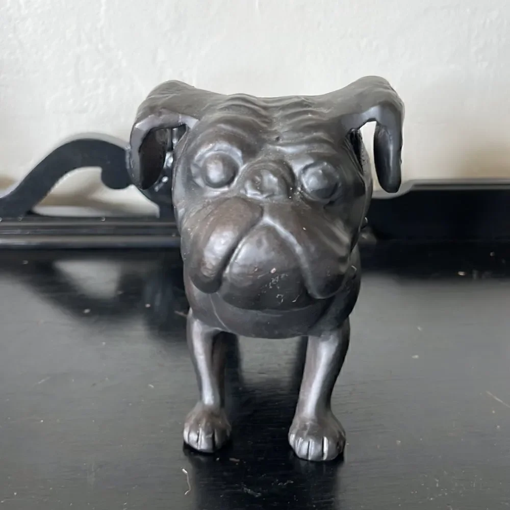 Pottery Barn Antique Bronze Metal bull/Pug Dog Statue